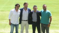 Nacho Ambriz, en el centro, junto al director deportivo Rubén García y con sus ayudantes Edgar Solano y Luis Martínez, en los flancos.