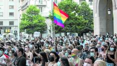 Concentración celebrada el pasado lunes en la plaza de España de la capital aragonesa