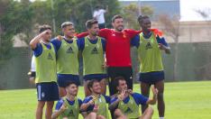 De pie: Castillo, Narváez, Adrián González, Cristian Álvarez, Jair; sentados, Puche, Ángel López y Eguaras.