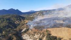 El incendio afecta a una zona agrícola y arbolada.