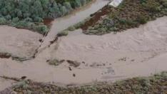 La crecida del barranco de la Valcuerna en Peñalba a vista de dron