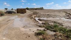 Las fuertes tormentas destrozan la red de caminos rurales de Castejón de Monegros