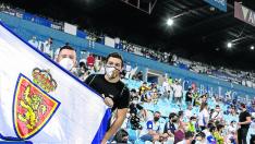Aficionados del Real Zaragpza durante el primer encuentro de la temporada, ante el Ibiza