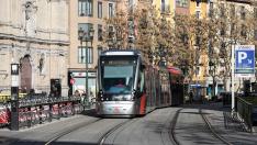 La huelga del tranvía en enero de 2021 en Zaragoza.