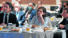 Egea, Ayuso y Almeida cuando Casado lanzó la candidatura del alcalde a presidir el PP de Madrid