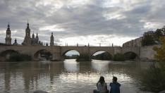 El Ebro, la basílica del Pilar y el puente de Piedra de Zaragoza
