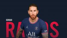 Sergio Ramos con la camiseta del PSG.