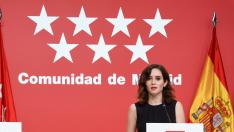La presidenta de la Comunidad de Madrid, Isabel Díaz Ayuso, responde a los medios tras una reunión del Consejo de Gobierno de la Comunidad de Madrid.