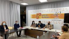 Reunión mantenida este jueves por dirigentes aragonesistas en la sede del partido en Zaragoza.