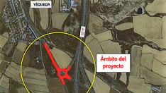 Entorno de la actuación para remodelar el enlace Huesca Norte/ Yéqueda de la A-23.