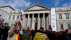 Los policías nacionales protestan este sábado en Madrid contra las agresiones y la inseguridad ciudadana.
