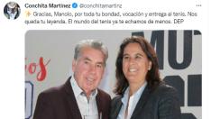Tuit de Conchita Martínez tras la muerte del extenista Manolo Santana.