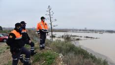 Voluntarios de Protección Civil han recorrido esta tarde la ribera del Ebro