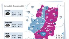 Mapa del tiempo en Aragón del 21 de diciembre de 2021