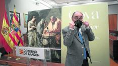 Lambán apuntó nuevas restricciones antes de inaugurar la exposición de Goya del Museo Provincial.