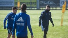 Chavarría, Eguaras y Borja Sainz, en un entrenamiento reciente en la Ciudad Deportiva.