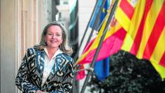 Nadia Calviño, el pasado miércoles en Zaragoza.