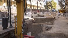 Renovación de una tubería en La Almozara, esta semana.