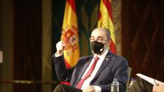 Javier Lambán, en la jornada 'El sector cárnico en Aragón'.