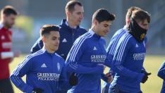 Jaume Grau junto a Bermejo en un entrenamiento reciente.