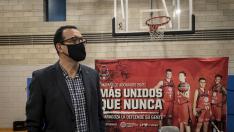 El director deportivo del Casademont Zaragoza, Pep Cargol, en el pabellón Príncipe Felipe.