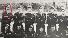 Alineación del Jacetano en la campaña 1985-86, con Jorge Rodríguez arriba a la izquierda.