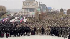 Militares chechenos el 24 de febrero en su país.