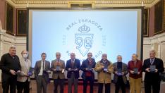 Entrega de insignias de oro y brillantes del Real Zaragoza por el 90 aniversario del club.