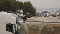 Protesta de transportistas en Zaragoza.