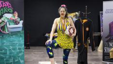 Helena Castillo, caracterizada parcialmente como Aspasia, su personaje cómico predilecto sobre las tablas.