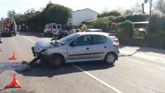 Imagen de archivo de un accidente de tráfico, colisión entre coche y moto en Bergondo (La Coruña)