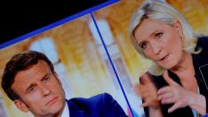 Macron y Le Pen, en el debate televisivo de miércoles 20 de abril.