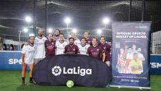 Participantes en el torneo organizado por LaLiga en Emiratos Árabes Unidos, con las camisetas del Real Zaragoza y el Huesca.
