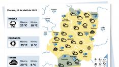 Mapa del tiempo en Aragón del 29 de abril de 2022