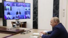 Putin durante una reunión telemática dedicada a la industria del petróleo en Rusia.