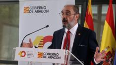 El presidente aragonés, Javier Lambán, en su visita este lunes al CEEI.