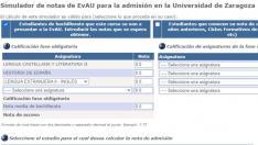 Simulador de notas de la Universidad de Zaragoza