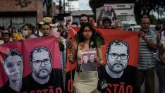 Protesta por la desaparición en la Amazonía de Araújo  y Philips.