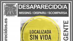 La página de SOS Desaparecidos ha dado por concluida la búsqueda al hallarse el cadáver