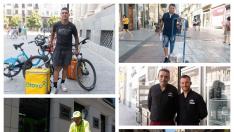 Distintos trabajadores en su habitual jornada laboral con temperaturas extremas
