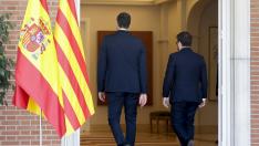 El presidente del Gobierno, Pedro Sánchez, se reúne con el presidente de la Generalitat de Cataluña, Pere Aragonès, en la Moncloa