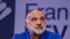 Pablo Laso, durante la rueda de prensa ofrecida este lunes.