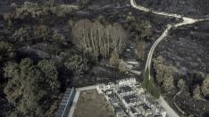 Zona quemada por el incendio de San CIbrao (Ourense)