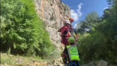 Rescate de un barranquista lesionado en la Sierra de Guara