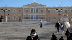 FILE PHOTO: Greek PM speaks in parliament on mandatory COVID vaccinations for people aged 60 and over