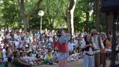 Fiestas de San Lorenzo 2019 en Huesca. Espectáculo infantil "324" en el paseo de las Pajaritas del parque Miguel Servet.