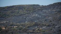 Vuelta a casa de los vecinos tras el incendio en Añón de Moncayo.