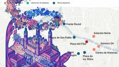 Los escenarios de las Fiestas del Pilar 2022 en Zaragoza. Recurso. gsc