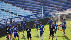 Foto del entrenamiento del Real Zaragoza en el estadio de La Romareda