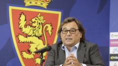 Sanllehí, en la sala de prensa de La Romareda.